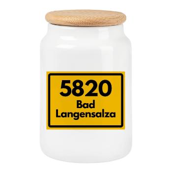 ALTE POSTLEITZAHL 5820 BAD Langensalza RETRO  - Keksdose mit Holzdeckel - Weiß - Vorne