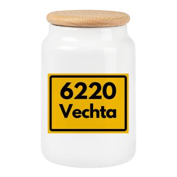 Alte Postleitzahl 6220 Vechta | DDR - Keksdose mit Holzdeckel - Weiß - Vorne