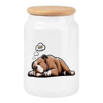 American Bully Bully Bully Bullys Propriétaire de Bully - Boîte à biscuits avec couvercle en bois - blanc - Devant