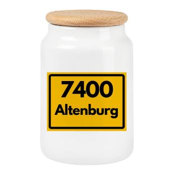ALTE POSTLEITZAHL PLZ RETRO 7400 ALTENBURG - Keksdose mit Holzdeckel - Weiß - Vorne