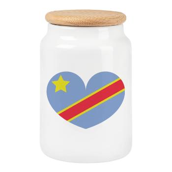 Drapeau du cœur du Congo - Boîte à biscuits avec couvercle en bois - blanc - Devant