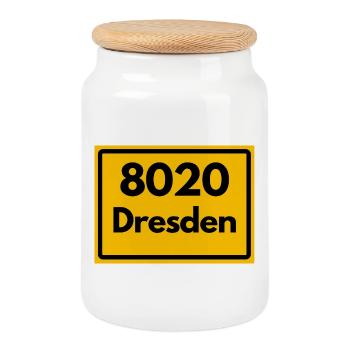ALTE POSTLEITZAHL PLZ 8020 DRESDEN SACHSEN - Keksdose mit Holzdeckel - Weiß - Vorne