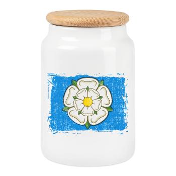 Yorkshire Rose Flag Nord de l’Angleterre Royaume-Uni - Boîte à biscuits avec couvercle en bois - blanc - Devant