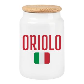 Drapeau italien d’Oriolo - Boîte à biscuits avec couvercle en bois - blanc - Devant
