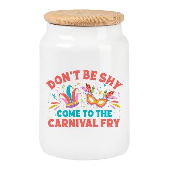 Don ́t Be Shy Come To Carnival Circus Performer - Cookie Jar with Wooden Lid - white - Front