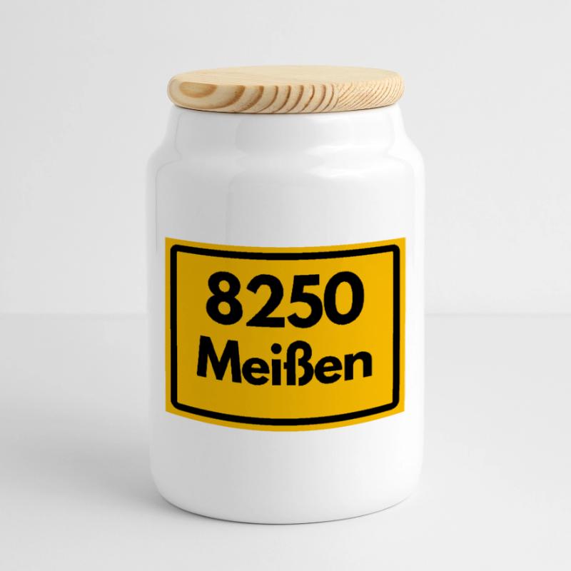 8250 SAXONY 01662 MEISSEN OLD POSTCODE ZIP CODE Cookie Jar with Wooden Lid