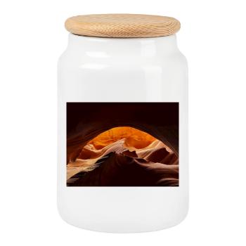 Desert Canyon Glow - Cookie Jar with Wooden Lid - white - Front