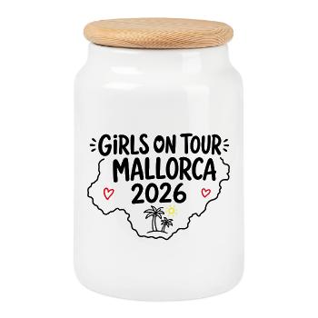 Malle 2026 Filles en tournée Majorque 2026 - Boîte à biscuits avec couvercle en bois - blanc - Devant