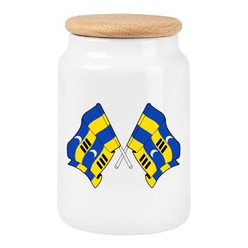 Drapeaux croisés de l’Ameland – Fierté insulaire - Boîte à biscuits avec couvercle en bois - blanc - Devant