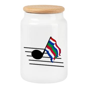 Schier Music Flag – Ambiances Island - Boîte à biscuits avec couvercle en bois - blanc - Devant