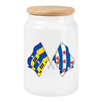 Drapeaux croisés d’Ameland et de Frise - Boîte à biscuits avec couvercle en bois - blanc - Devant
