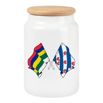 Drapeaux croisés de Terschelling et Frise - Boîte à biscuits avec couvercle en bois - blanc - Devant