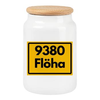 OLD POSTCODE SAXONY POSTCODE 9380 09557 FLÖHA - Cookie Jar with Wooden Lid - white - Front