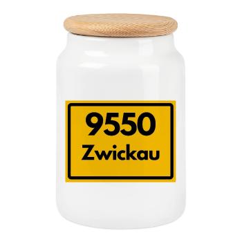 OLD POSTCODE SAXONY 9550 08060 ZWICKAU - Cookie Jar with Wooden Lid - white - Front