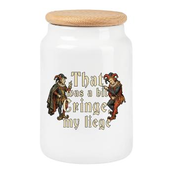 Ren Faire Medieval - Cookie Jar with Wooden Lid - white - Front