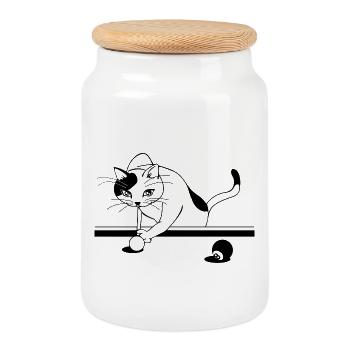 Cat power - Cookie Jar with Wooden Lid - white - Front