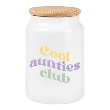 Auntie Club - Cookie Jar with Wooden Lid - white - Front