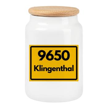 ANCIEN CODE POSTAL 9650 KLINGENTHAL SAXONY - Boîte à biscuits avec couvercle en bois - blanc - Devant