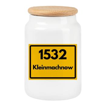 ALTE POSTLEITZAHL 1532 KLEINMACHNOW BRANDENBURG - Keksdose mit Holzdeckel - Weiß - Vorne