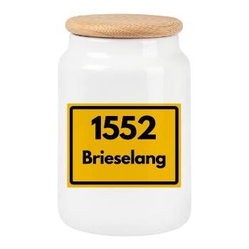 OLD POSTCODE 1552 BRIESELANG BRANDENBURG DDR - Cookie Jar with Wooden Lid - white - Front