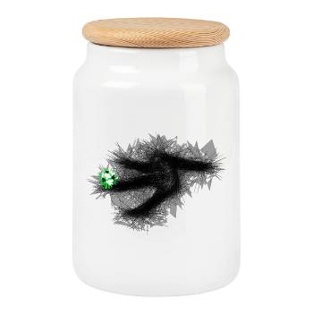 Soccer Soccer Player Ball Art - Cookie Jar with Wooden Lid - white - Front