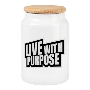 Live With Purpose Motivation Sinn Mindset Spruch - Keksdose mit Holzdeckel - Weiß - Vorne
