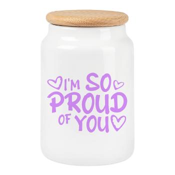 I'm So Proud Of You Herzlich Ermutigend Spruch - Keksdose mit Holzdeckel - Weiß - Vorne