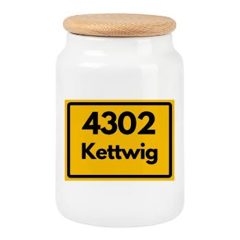 ALTE POSTLEITZAHL 4302 PLZ 45219 KETTWIG NRW - Keksdose mit Holzdeckel - Weiß - Vorne