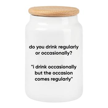 L’occasion arrive régulièrement - Drinking Meme - Boîte à biscuits avec couvercle en bois - blanc - Devant