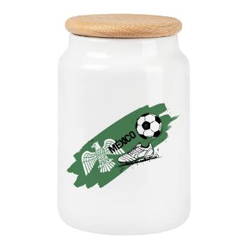 Mexique Football Maillot Supporter Mexico Soccer - Boîte à biscuits avec couvercle en bois - blanc - Devant