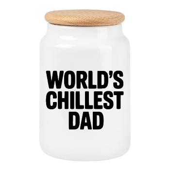 World's Chillest Dad - Cookie Jar with Wooden Lid - white - Front