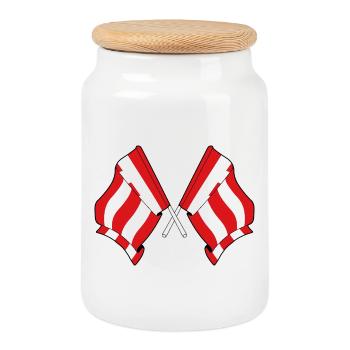 Eindhoven Twin Flags - Cookie Jar with Wooden Lid - white - Front