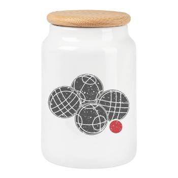 Boccia Und Petanque Bocciakugeln - Keksdose mit Holzdeckel - Weiß - Vorne