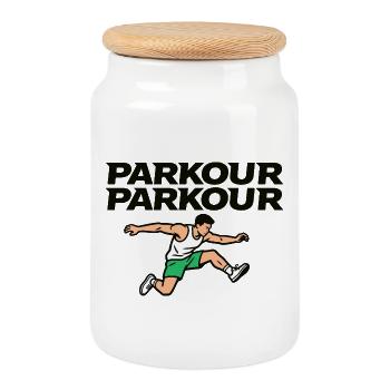 Parkour Freerunning - Cookie Jar with Wooden Lid - white - Front