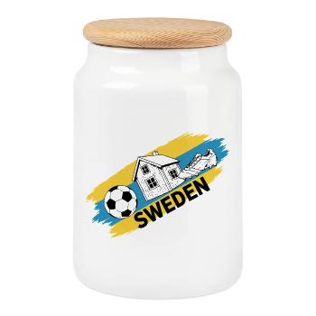 Suède Football Maillot Supporter Sweden Soccer - Boîte à biscuits avec couvercle en bois - blanc - Devant