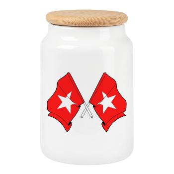 Maastricht Twin Flags - Cookie Jar with Wooden Lid - white - Front