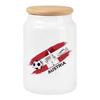 Autriche Football Maillot Supporter Austria Foot - Boîte à biscuits avec couvercle en bois - blanc - Devant