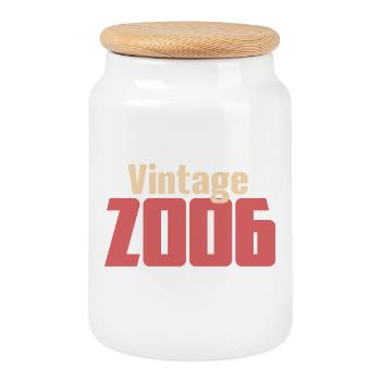 Art Deco 20 Year Old Twenties Retro Gift 2006 - Cookie Jar with Wooden Lid - white - Front