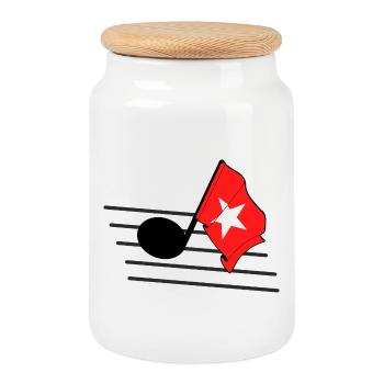 Maastricht Music & Pride - Cookie Jar with Wooden Lid - white - Front