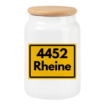 ALTE POSTLEITZAHL 4452 PLZ 48431 RHEINE NRW - Keksdose mit Holzdeckel - Weiß - Vorne