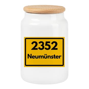 ALTE POSTLEITZAHL 2352 PLZ 24534 NEUMÜNSTER SH - Keksdose mit Holzdeckel - Weiß - Vorne