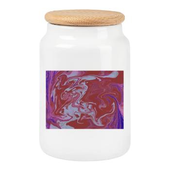 Marble Flux Rot-Pink Muster - Keksdose mit Holzdeckel - Weiß - Vorne