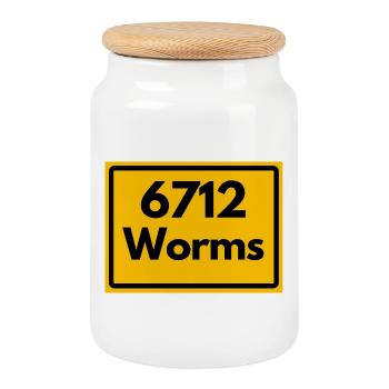 ALTE POSTLEITZAHL 6712 PLZ 67547 WORMS RP - Keksdose mit Holzdeckel - Weiß - Vorne