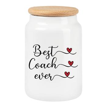 Bester Trainer aller Zeiten in der Typografie - Keksdose mit Holzdeckel - Weiß - Vorne