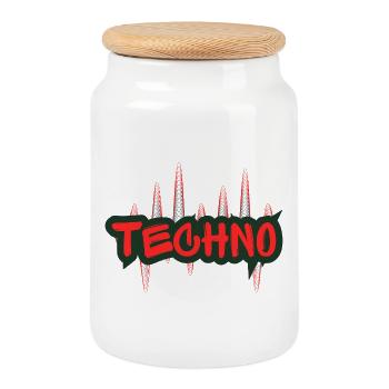 Nuit Techno Graffiti - Boîte à biscuits avec couvercle en bois - blanc - Devant
