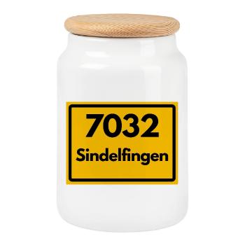 ALTE POSTLEITZAHL 7032 PLZ 71063 SINDELFINGEN BAWÜ - Keksdose mit Holzdeckel - Weiß - Vorne