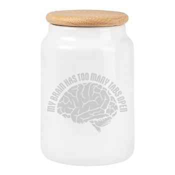 My Brain Has Too Many Tabs Open Lustig Grübeln - Cookie Jar with Wooden Lid - white - Front