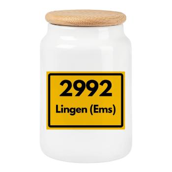 ALTE POSTLEITZAHL 2992 PLZ 49808 LINGEN EMS - Keksdose mit Holzdeckel - Weiß - Vorne