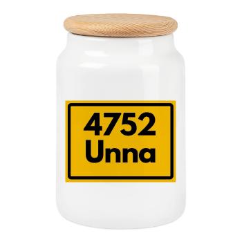 ALTE POSTLEITZAHL 4752 PLZ 59423 UNNA NRW - Keksdose mit Holzdeckel - Weiß - Vorne