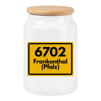 ALTE POSTLEITZAHL 6702 PLZ 67227 FRANKENTHAL PFALZ - Keksdose mit Holzdeckel - Weiß - Vorne